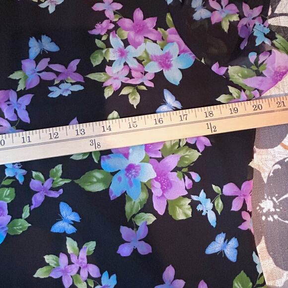 VTG Y2K 90's Floral Butterfly Modest Romantic Whimsy Fairy Midi Dress MEDIUM - Picture 7 of 9